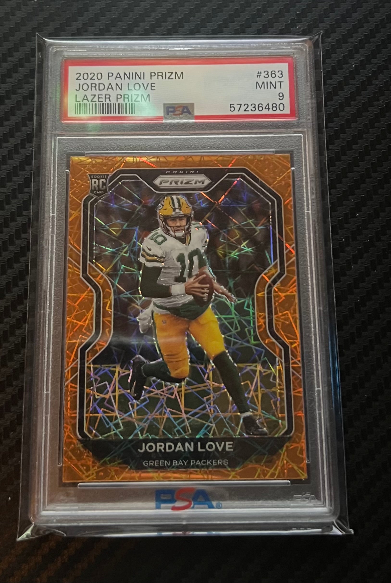 2020 PANINI PRIZM #363 JORDAN LOVE LAZER PRIZM RC PSA 9