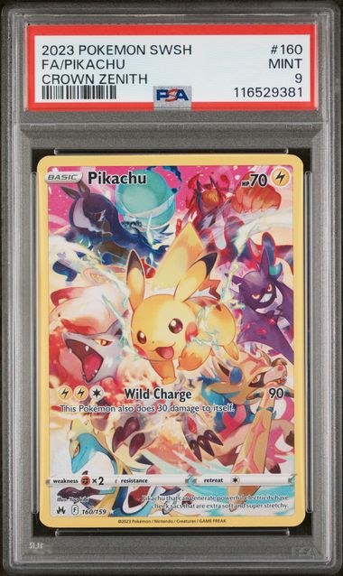 2023 POKEMON CROWN ZENITH #160 FA/PIKACHU PSA 9