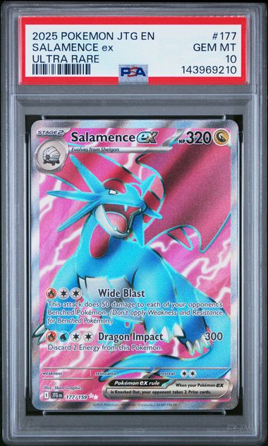 2025 POKEMON JOURNEY TOGETHER #177 SALAMENCE ex ULTRA RARE PSA 10